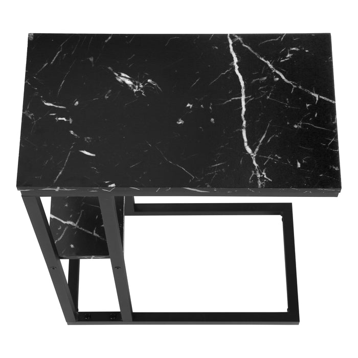 Black Marble-look black Metal Side Table