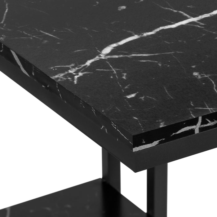 Black Marble-look black Metal Side Table