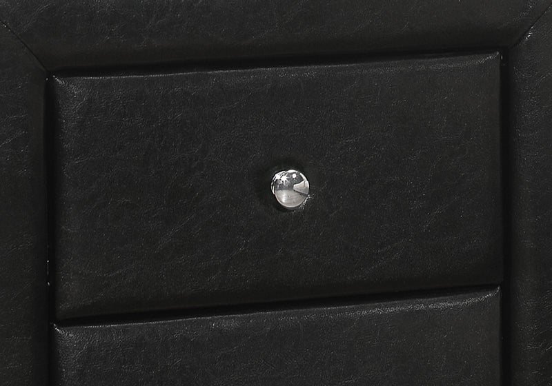 Black Leather-look Bedroom Nightstand