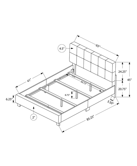 Queen Size Beige Linen-look Bed