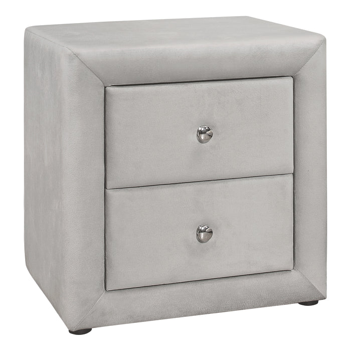 Light Grey Velvet Bedroom Nightstand