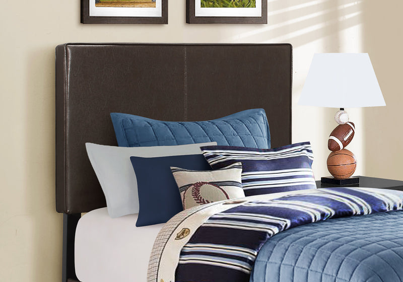 Twin Size Dark Brown Leather-look Bed