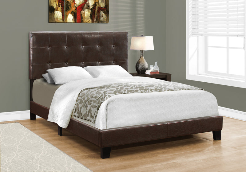Full Size Dark Brown Leather-look Bed