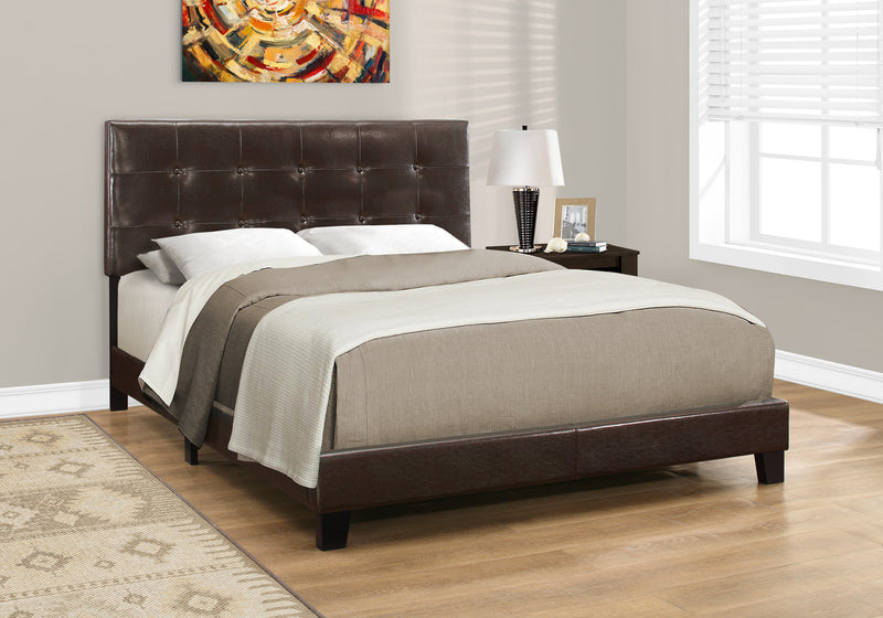 Queen Size Dark Brown Leather-look Bed