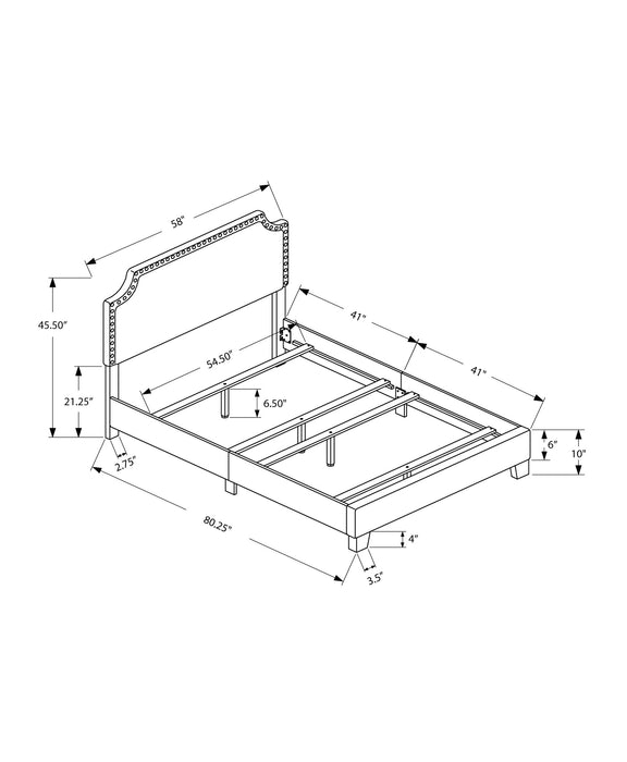 Full Size Grey Linen with Chrome Trim Bed