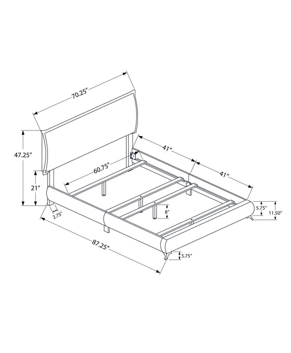 Queen Size Grey Linen with Chrome Legs Bed