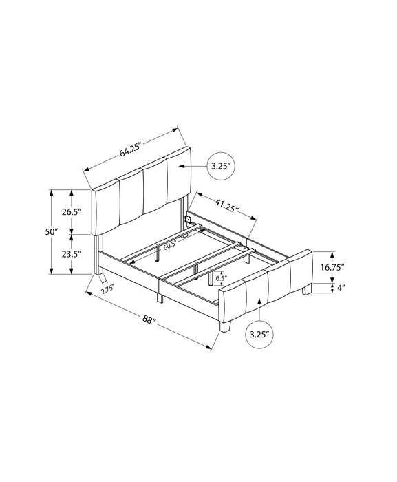 Queen Size Beige Linen-look Bed