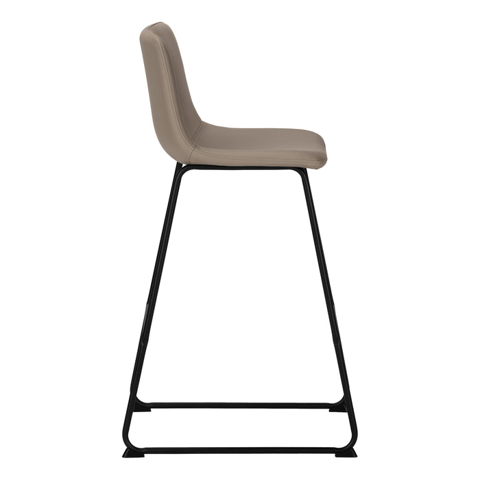 Curved Backrest Taupe Leather-look Black Bar Stool