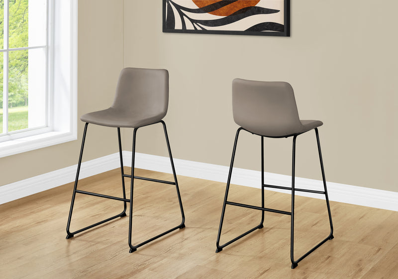 Curved Backrest Taupe Leather-look Black Bar Stool