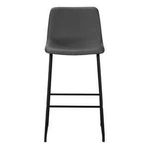 Curved Backrest Grey Leather-look Black Bar Stool