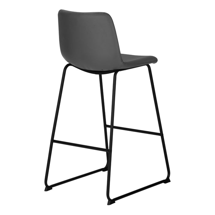 Curved Backrest Grey Leather-look Black Bar Stool