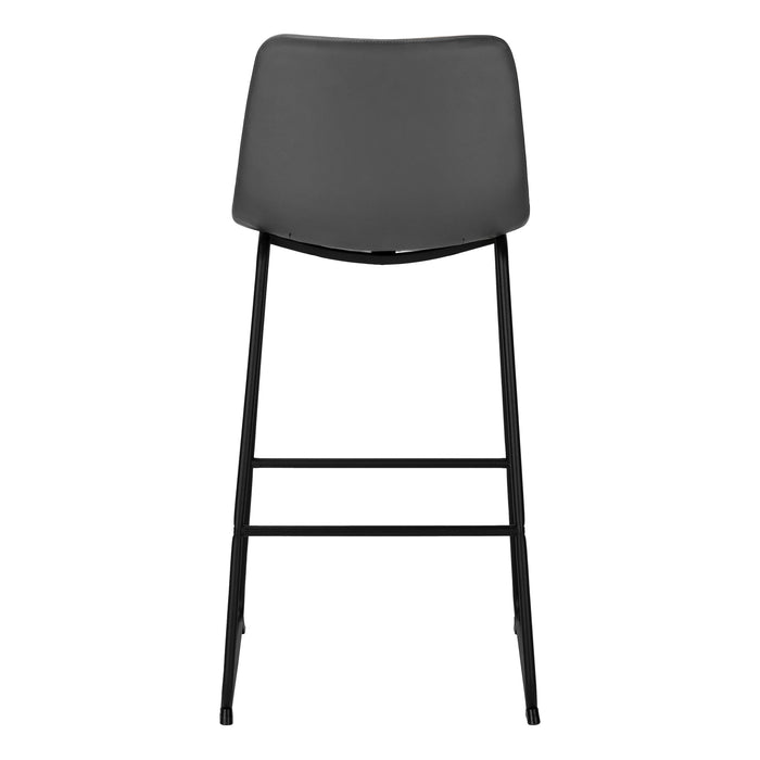 Curved Backrest Grey Leather-look Black Bar Stool