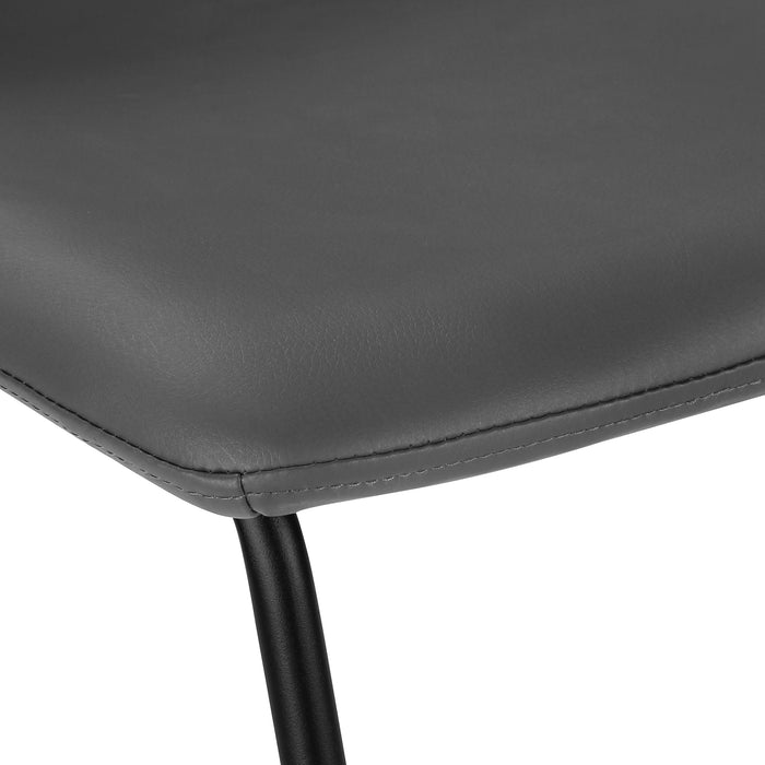 Curved Backrest Grey Leather-look Black Bar Stool