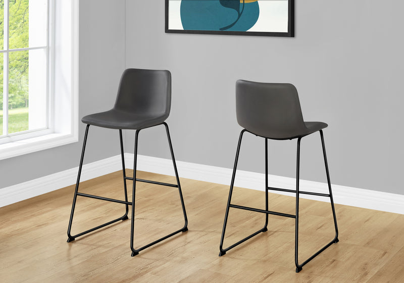 Curved Backrest Grey Leather-look Black Bar Stool