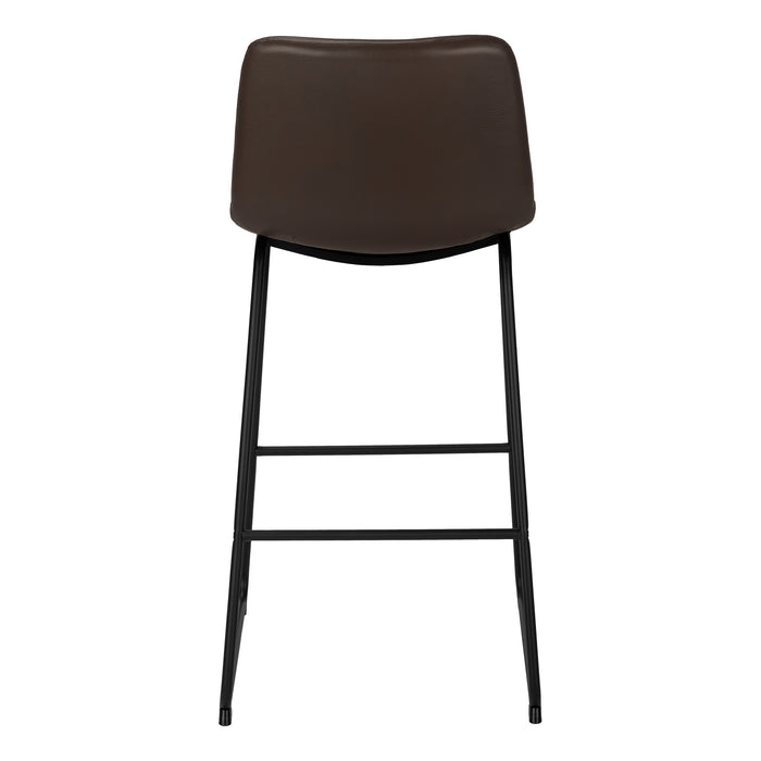Curved Backrest Brown Leather-look Black Bar Stool