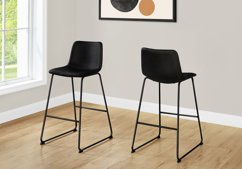 Curved Backrest Black Leather-look  Black Bar Stool