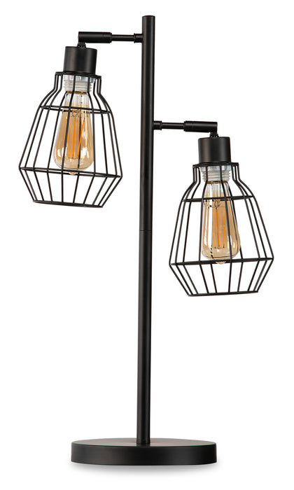 Jaxon 25\" Industrial Matte Black with Metal Wire 2-Light Table Lamp