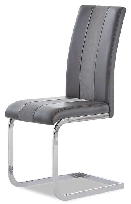 Jaye 7pc Dining Set with Table & 6 Chairs, Glass Top, Pedestal Base, 63\"W - Grey & White