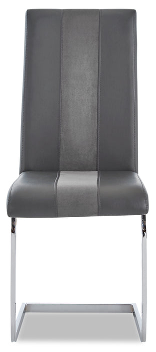 Jaye 7pc Dining Set with Table & 6 Chairs, Glass Top, Pedestal Base, 63\"W - Grey & White