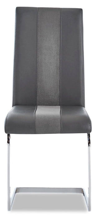Jaye Dining Chair with Vegan-Leather Fabric, Metal - Grey