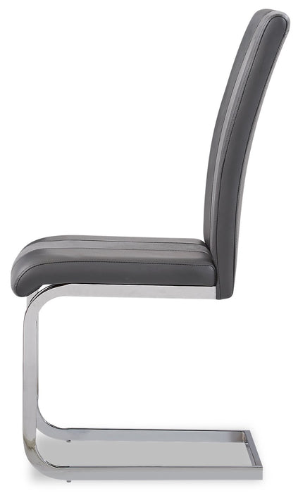 Jaye Dining Chair with Vegan-Leather Fabric, Metal - Grey