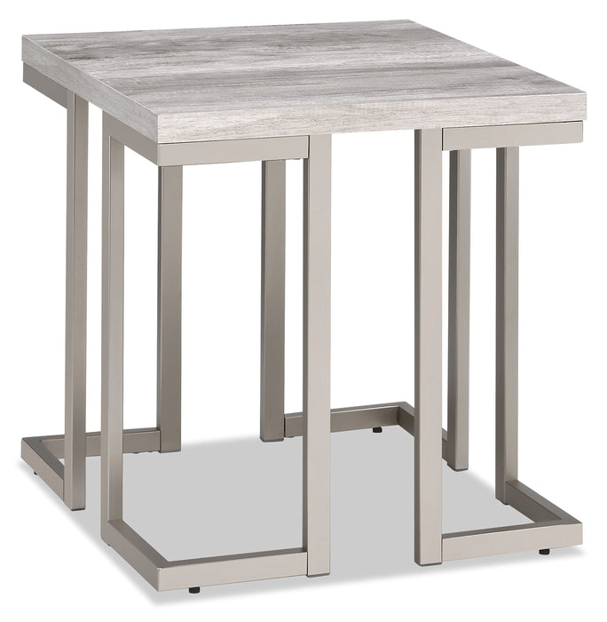 Jesse 22\" Modern End Table - Grey and Pewter with Metal Base