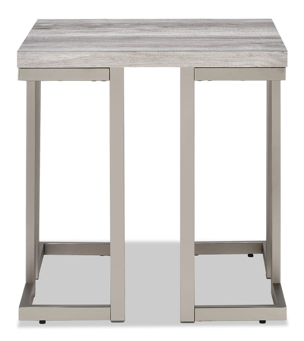 Jesse 22\" Modern End Table - Grey and Pewter with Metal Base