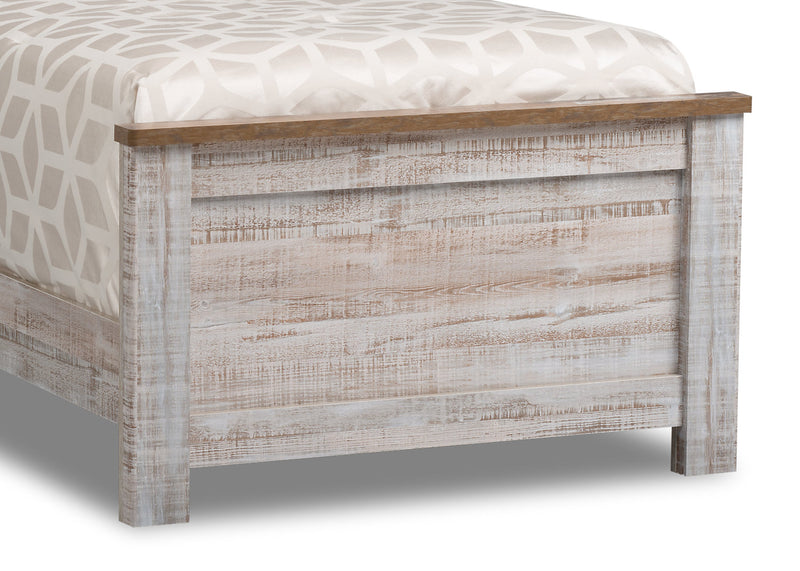 Kaia 5pc Bedroom Set with Panel Bed, Dresser & Mirror for Kids, Whitewash - Twin Size