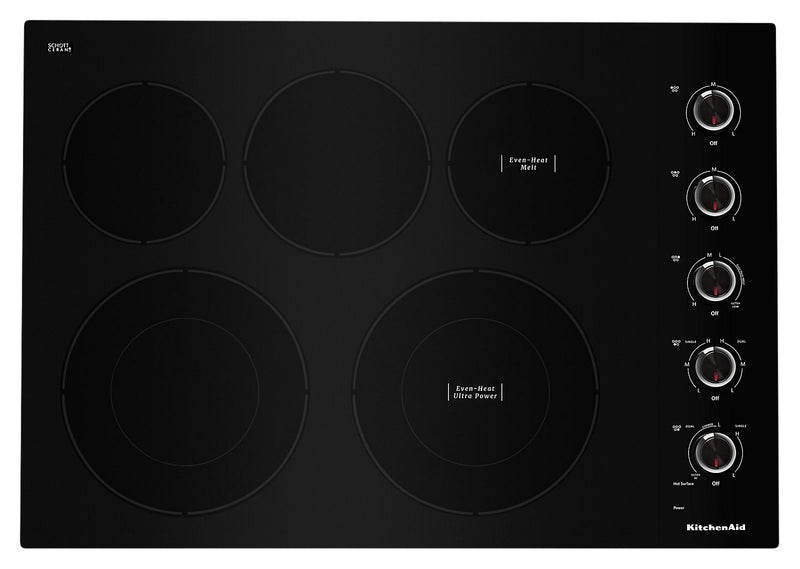 KitchenAid 30\" 5-Element Electric Cooktop - Black - KCES550HBL