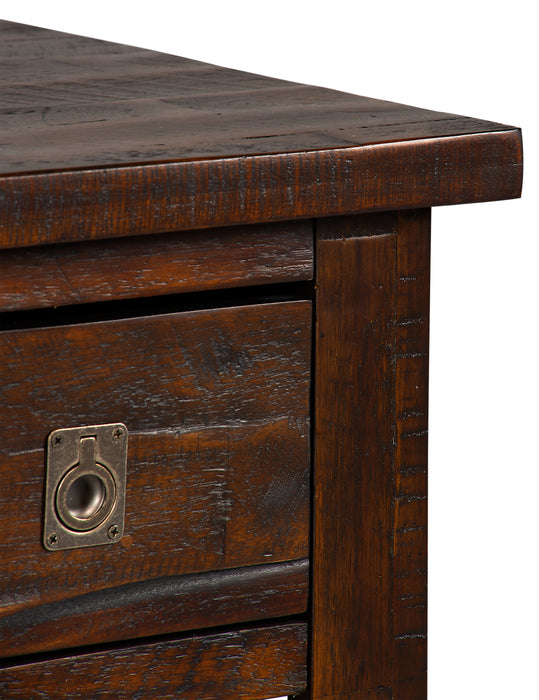 Konagrove 16\" Rustic Chairside Table with Storage and Shelf - Dark Brown  Wood