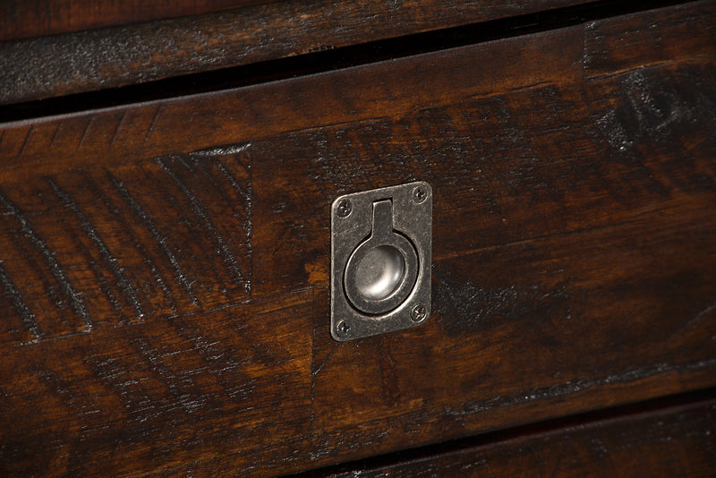 Konagrove 24\" Rustic End Table with Storage and Shelf - Dark Brown  Wood