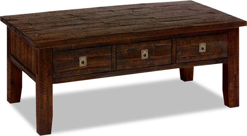 Konagrove 48\" Rustic Coffee Table with Storage and Casters - Dark Brown  Wood