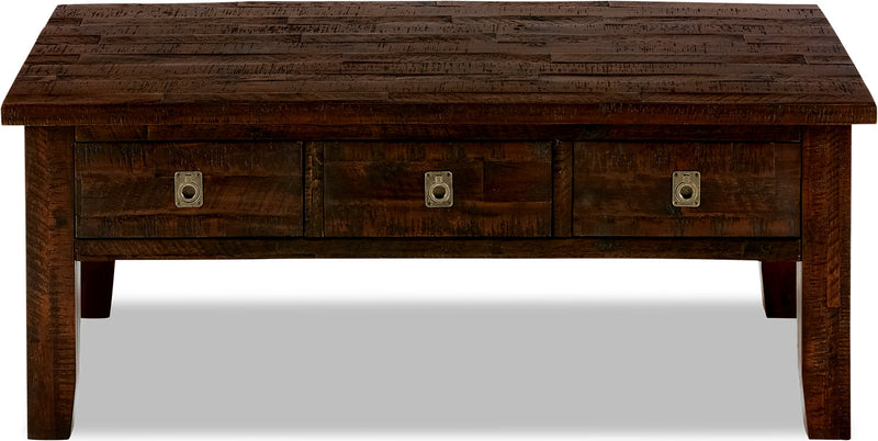 Konagrove 48\" Rustic Coffee Table with Storage and Casters - Dark Brown  Wood