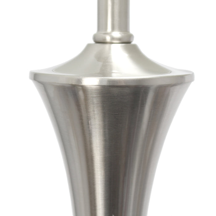 Elegant Designs Tapered 3 Pack Lamp Set (2 Table Lamps, 1 Floor Lamp) with White Shades, Brushed Nickel