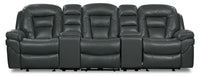 Leo 5-Piece Leather-Look Fabric Home Theatre Reclining Sectional with Storage Consoles and Cupholders - Grey 
