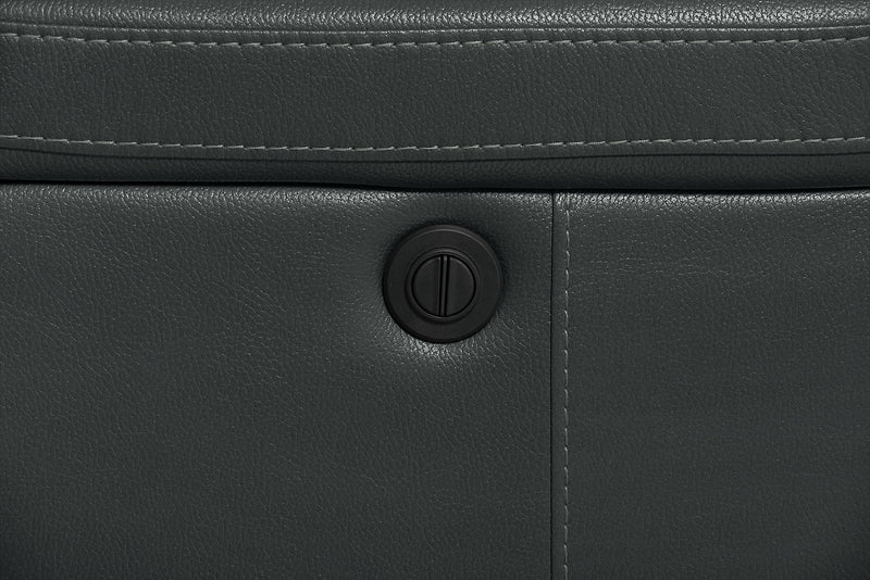 Leo 78\" Leather-Look Fabric Power Reclining Loveseat with Storage Console - Grey