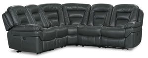 Leo 5-Piece Leather-Look Fabric Power Reclining Sectional - Grey
