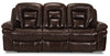 Leo 87.5\" Genuine Leather Reclining Sofa - Walnut Brown