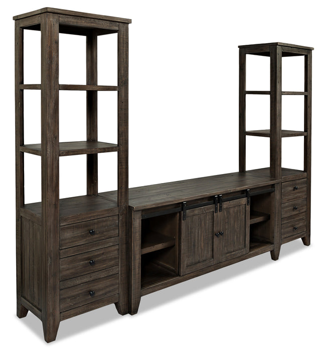 Madison 104\" Rustic 3-Piece Wall Unit Entertainment Centre with Storage and Cable Management for TVs up to 65\"- Brown