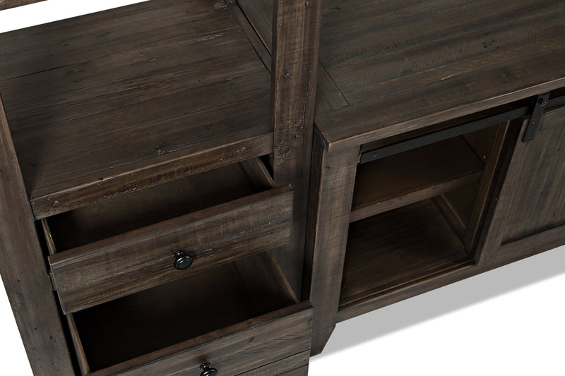 Madison 104\" Rustic 3-Piece Wall Unit Entertainment Centre with Storage and Cable Management for TVs up to 65\"- Brown