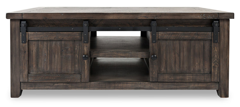 Madison 50\" Rustic Coffee Table With Storage, Shelf and Casters - Grey Brown Wood