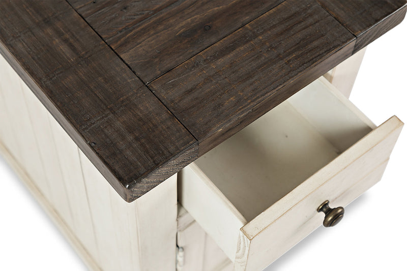 Madison 16\" Rustic Chairside Table with Storage - White Wood