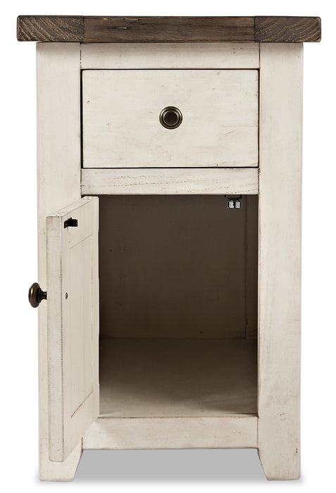 Madison 16\" Rustic Chairside Table with Storage - White Wood