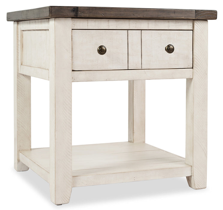 Madison 24\" Rustic End Table with Storage and Shelf - White Wood