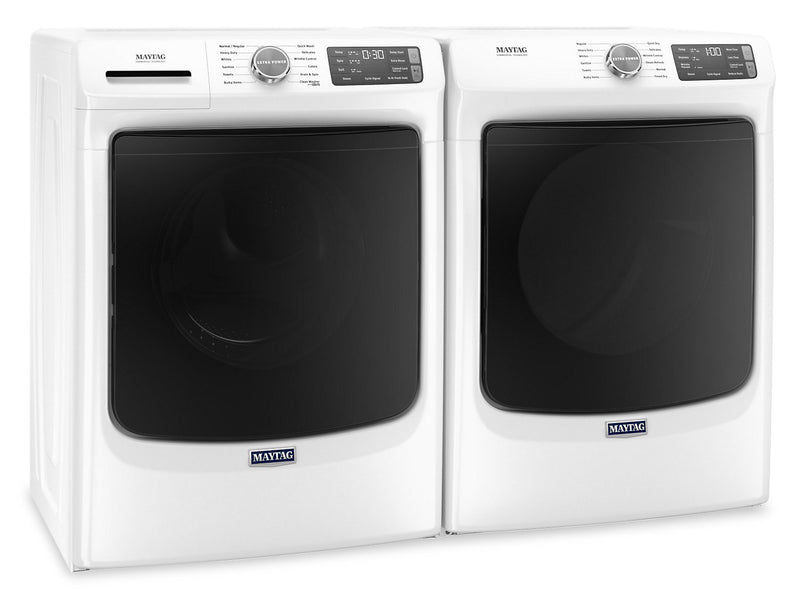Maytag Front-Load 5.5 Cu. Ft. Washer with Extra Power and 7.3 Cu. Ft. Electric Steam Dryer – White