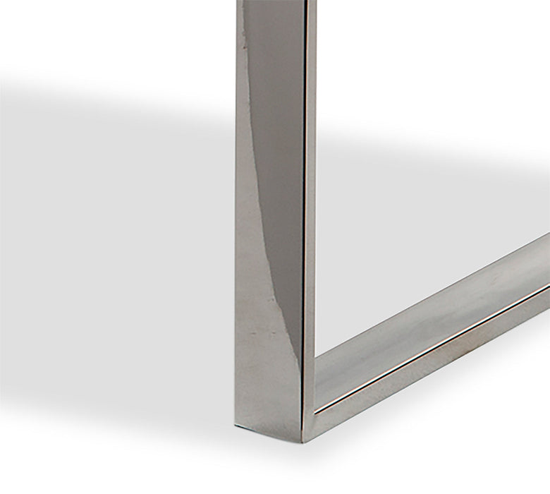 Metro 47\" Modern Glass Top Coffee Table - Silver with Metal Legs