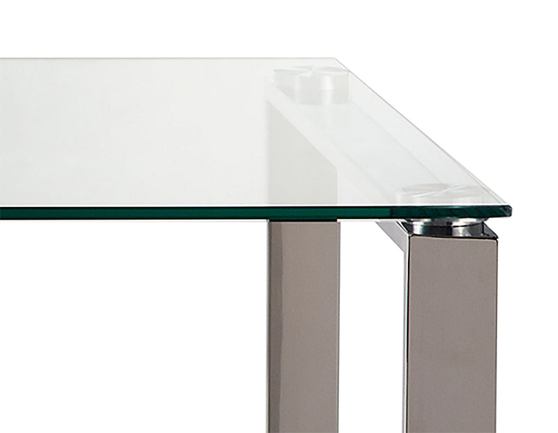 Metro 47\" Modern Glass Top Coffee Table - Silver with Metal Legs