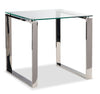 Metro 21.5\" Modern Glass Top End Table - Silver with Metal Legs