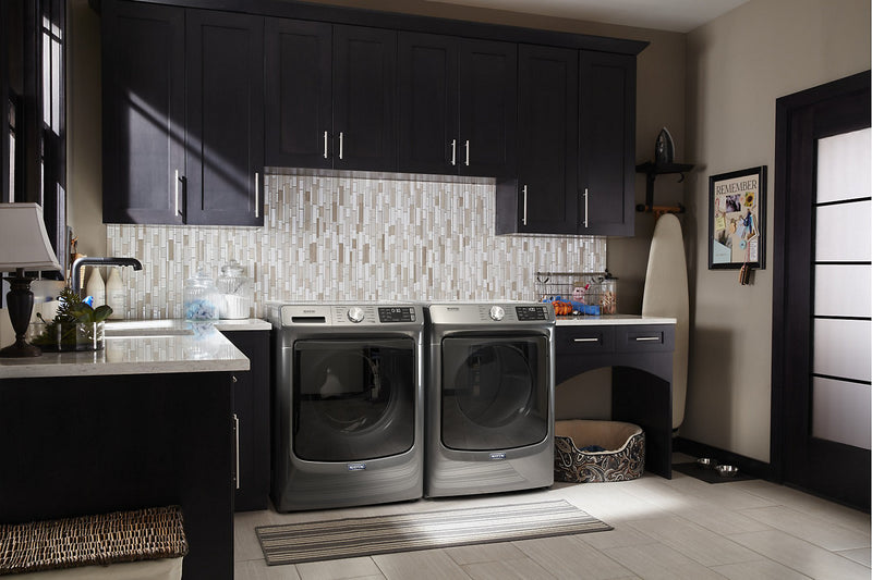 Maytag Front-Load 5.5 Cu. Ft. Washer with Extra Power and 7.3 Cu. Ft. Gas Steam Dryer – Slate