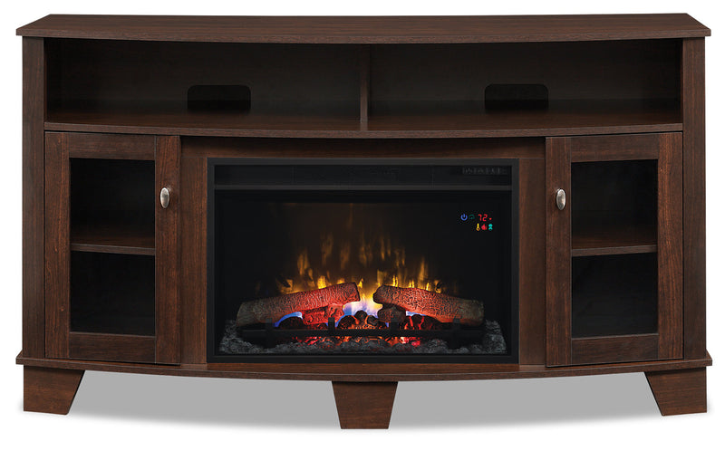 Micah 65\" Electric Fireplace TV Stand with Storage and Cable Management for TVs up to 75\"- Brown